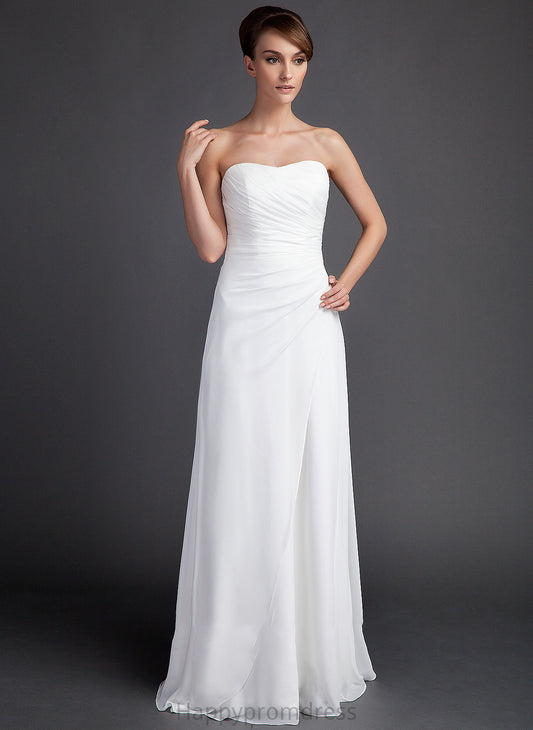 Wedding Chiffon Dress Sweetheart Sheath/Column Ruffle Train Wedding Dresses With Cassandra Sweep