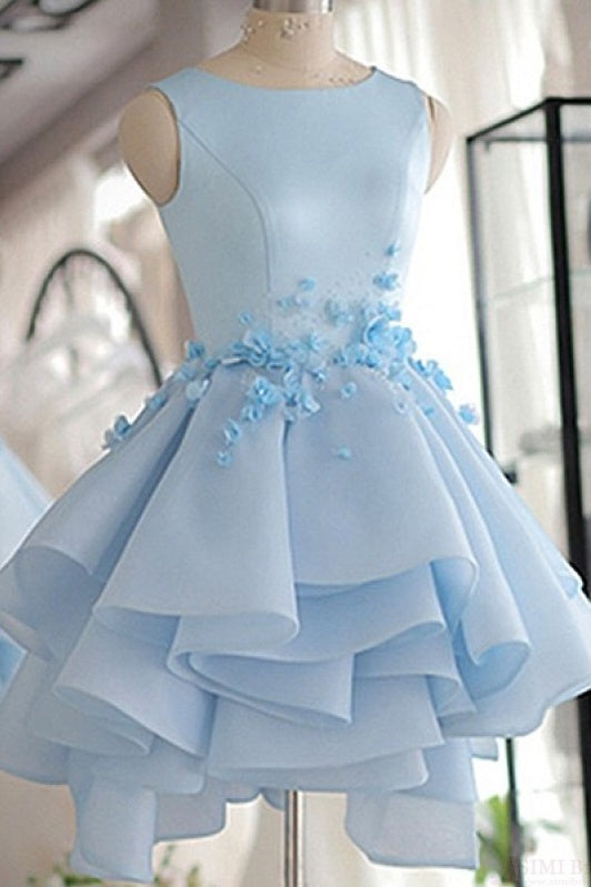 Round Neckline Light Blue Homecoming Dresses Cute Dresses