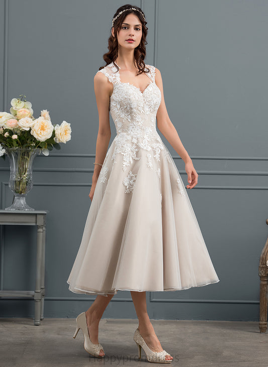 With Sweetheart Ball-Gown/Princess Tea-Length Wedding Sequins Dress Wedding Dresses Margery Tulle