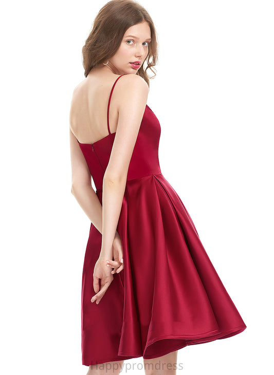 Maliyah Homecoming Dresses Dress Homecoming A-Line Satin Knee-Length V-neck