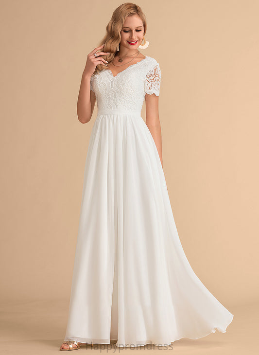 Dress Floor-Length Kirsten A-Line V-neck Wedding Dresses Lace Chiffon Wedding