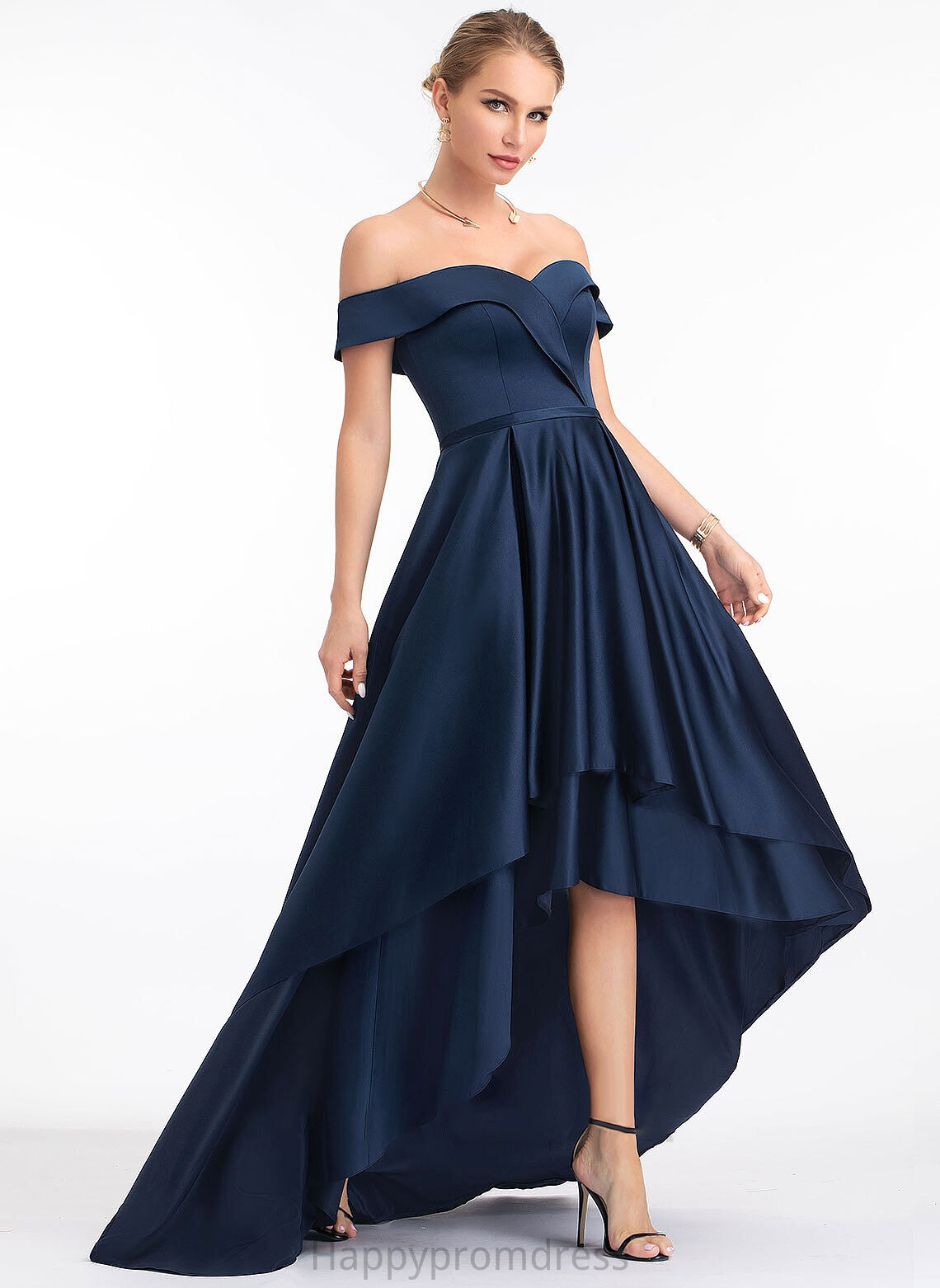 Prom Dresses Asymmetrical Satin Ball-Gown/Princess Courtney Off-the-Shoulder