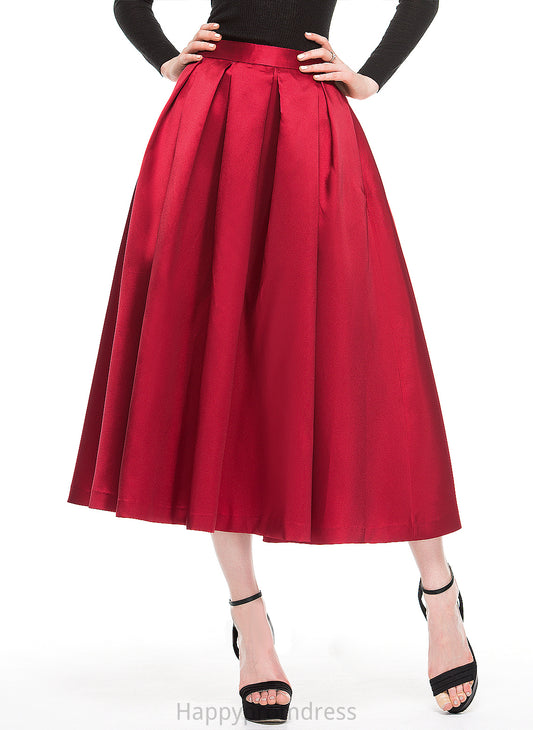 A-Line/Princess Cocktail Cocktail Dresses Tea-Length Satin Gloria Skirt