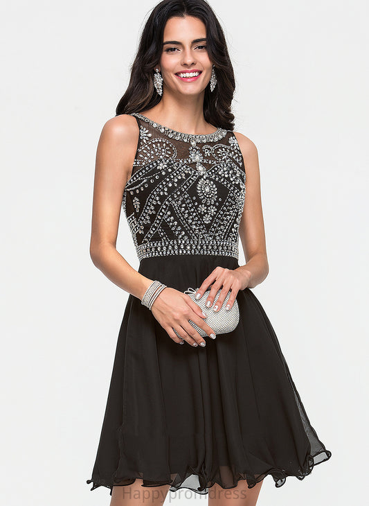 With Dress Sequins Homecoming Dresses Short/Mini Homecoming Chiffon Scoop Neck A-Line Jaqueline Beading