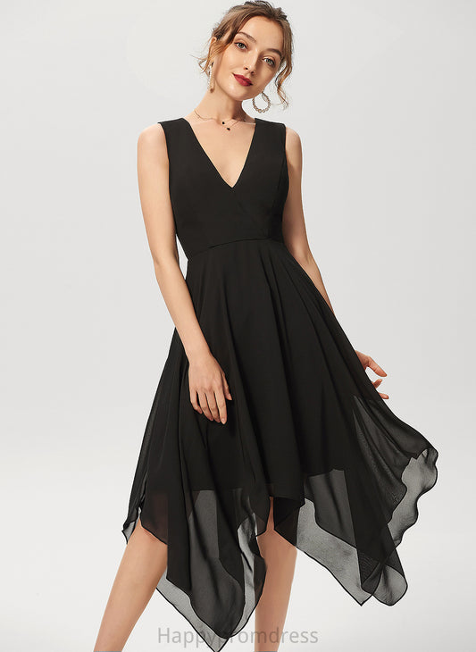 Dress Chiffon A-Line Eva V-neck Cocktail Dresses Cocktail Asymmetrical