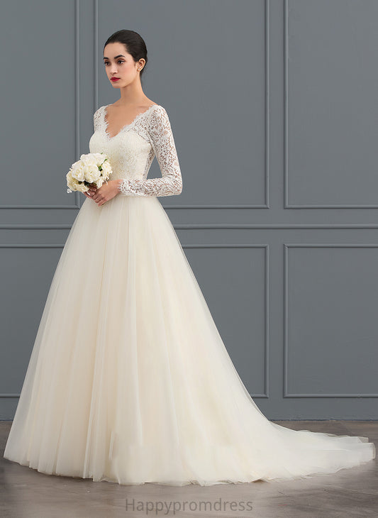 Wedding Dresses Wedding Tulle Lace Ava Court Dress Train Ball-Gown/Princess V-neck