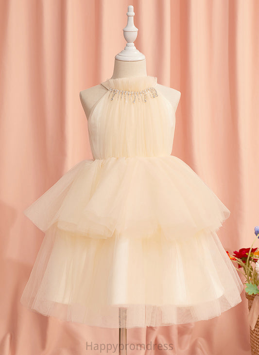 Tulle High Knee-length Ball-Gown/Princess Flower - Sleeveless Mckinley Dress Rhinestone With Girl Flower Girl Dresses Neck