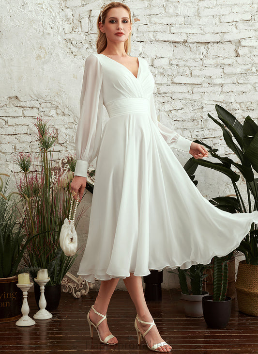 Gillian Dress Wedding Dresses Tea-Length V-neck Wedding A-Line