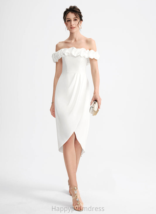 With Off-the-Shoulder Ruffle Stretch Asymmetrical Cocktail Crepe Cocktail Dresses Frances Dress