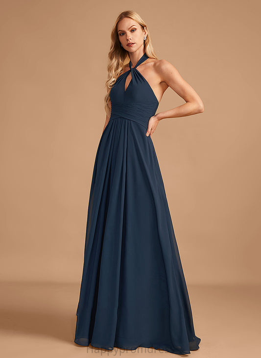 Floor-Length Silhouette Ruffle Length Halter Embellishment A-Line Fabric Neckline Cloe Floor Length Natural Waist Bridesmaid Dresses