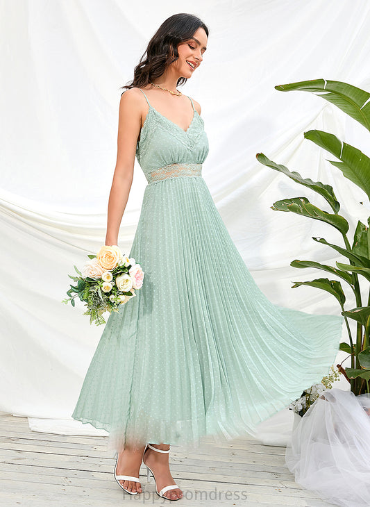 Ankle-Length Straps Neckline Fabric V-neck Silhouette Length A-Line Blanche Bridesmaid Dresses