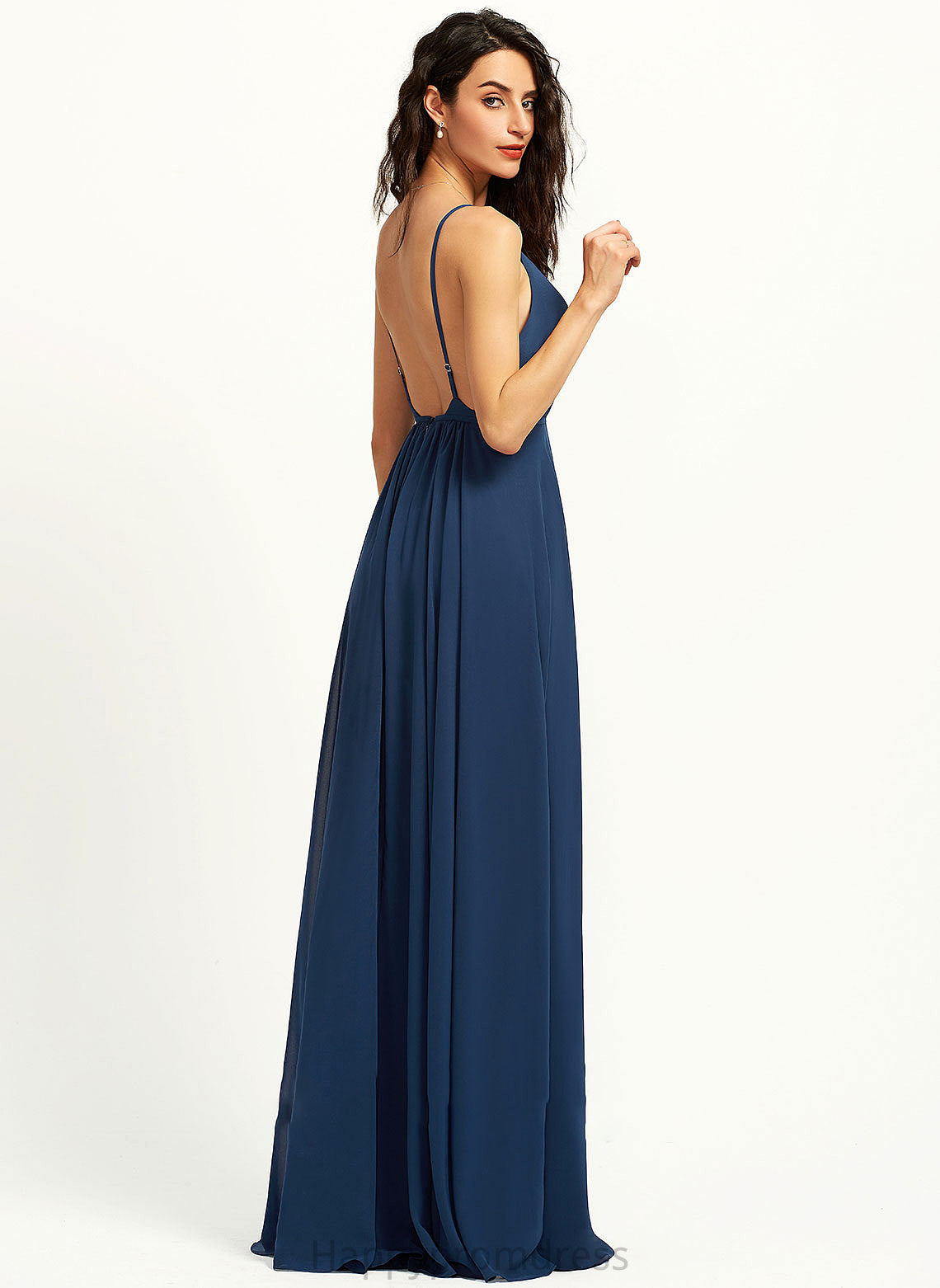 Neckline Embellishment SplitFront Silhouette Floor-Length Fabric V-neck A-Line Length Libby Floor Length Sleeveless Bridesmaid Dresses