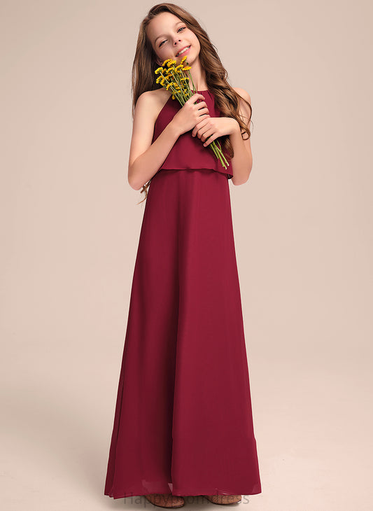 Scoop Ruffles Floor-Length With Chiffon Jazmine Junior Bridesmaid Dresses A-Line Neck