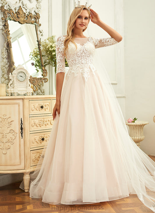 Wedding Sweep Tulle Neck Dress Ball-Gown/Princess Marisol Train Lace Scoop Wedding Dresses