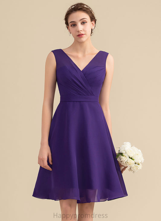 Ruffle Embellishment Silhouette Length Knee-Length Fabric Neckline V-neck A-Line Abbie Sleeveless Floor Length Bridesmaid Dresses