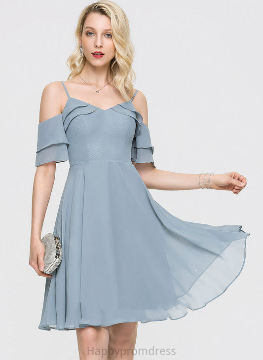 Dress Ruffles V-neck Homecoming Dresses Areli Homecoming Chiffon A-Line Knee-Length With Cascading