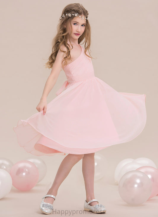 Scarlett Junior Bridesmaid Dresses With A-Line Ruffle Chiffon One-Shoulder Knee-Length