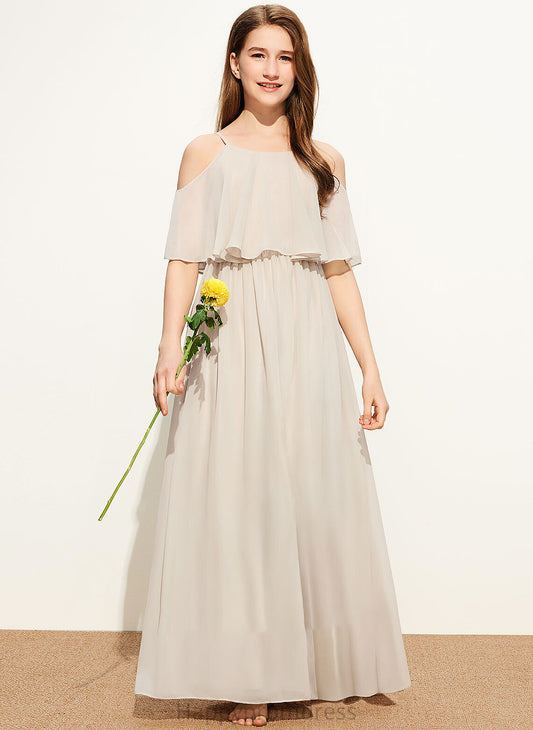 Anika Floor-Length A-Line Junior Bridesmaid Dresses Scoop Neck Chiffon