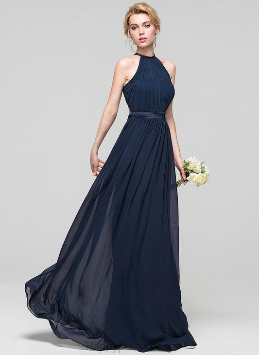 Floor-Length Silhouette A-Line Neckline ScoopNeck Ruffle Length Embellishment Fabric Liliana Sleeveless Scoop Bridesmaid Dresses