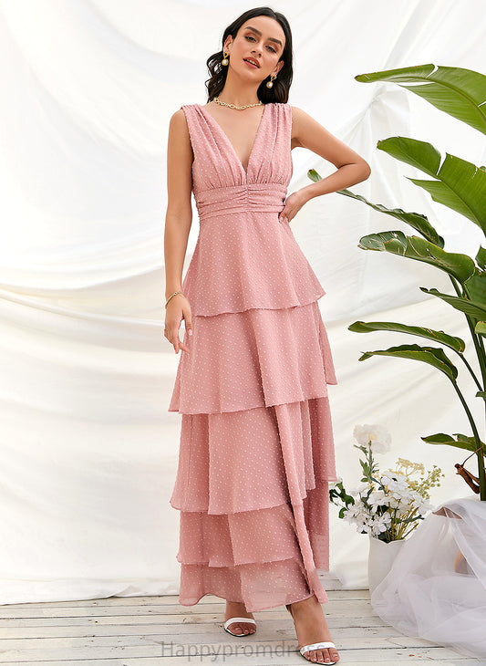 A-Line V-neck Ankle-Length Silhouette Fabric Length Neckline Straps Tessa Floor Length A-Line/Princess Sleeveless Bridesmaid Dresses