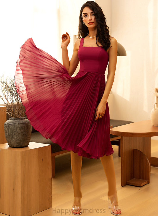 Homecoming Dresses Homecoming A-Line With Chiffon Square Pleated Neckline Knee-Length Dress Elaina