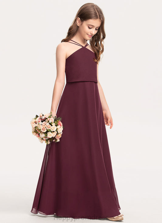 Junior Bridesmaid Dresses Chiffon V-neck Martina A-Line Floor-Length