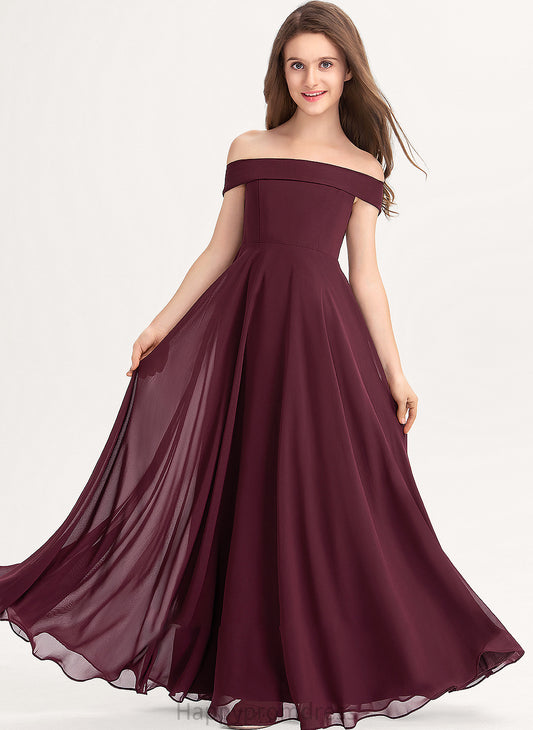 Junior Bridesmaid Dresses A-Line Chiffon Off-the-Shoulder Floor-Length Gill