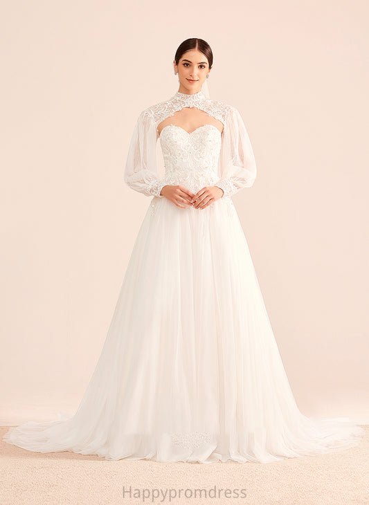 Wedding Dresses Chapel Dress With Linda Train Wedding Sweetheart Ball-Gown/Princess Beading Sequins