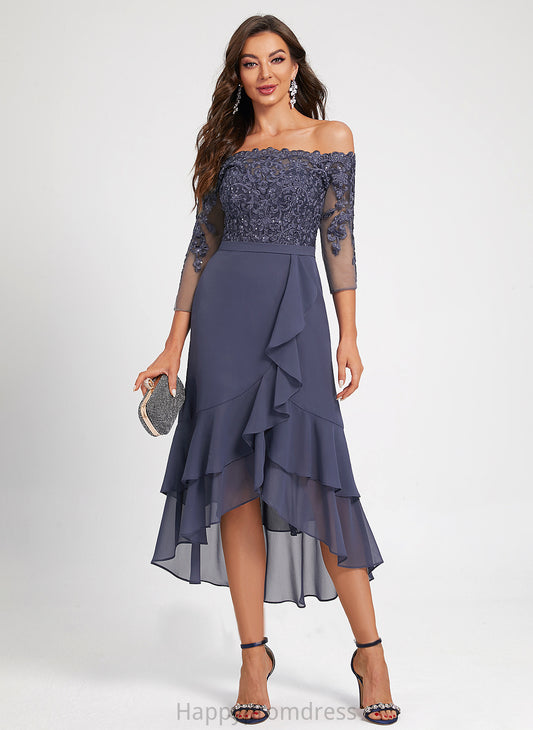 Off-the-Shoulder Asymmetrical Dress Chiffon Trumpet/Mermaid With Sequins Cocktail Gloria Cocktail Dresses