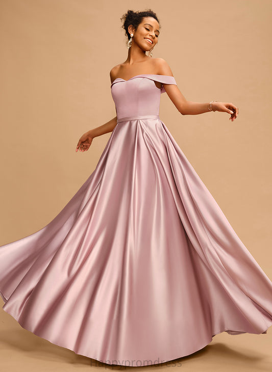 Floor-Length Satin Off-the-Shoulder Sylvia Prom Dresses A-Line