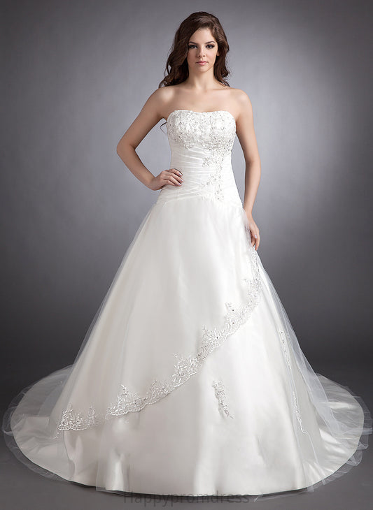 With Ball-Gown/Princess Train Sweetheart Lace Wedding Wedding Dresses Dress Chapel Sadie Satin Beading