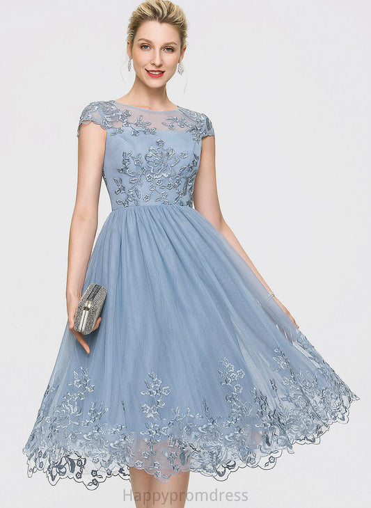 Neck Elsa Tulle Sequins Scoop Homecoming Dresses Lace Dress Homecoming A-Line With Knee-Length