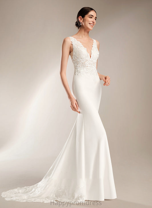 Wedding Dresses V-neck Sequins Dress Ariel With Court Train Wedding Sheath/Column