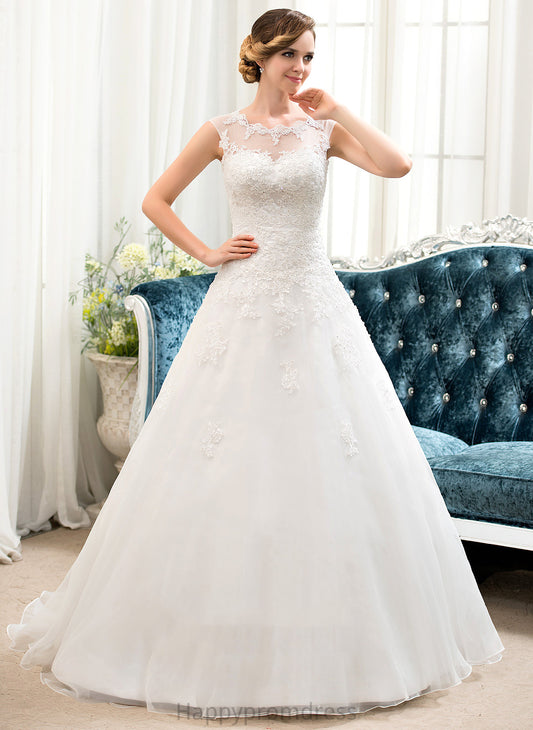 With Sweep Ball-Gown/Princess Illusion Dress Sequins Beading Organza Wedding Dresses Terri Train Wedding Lace Tulle