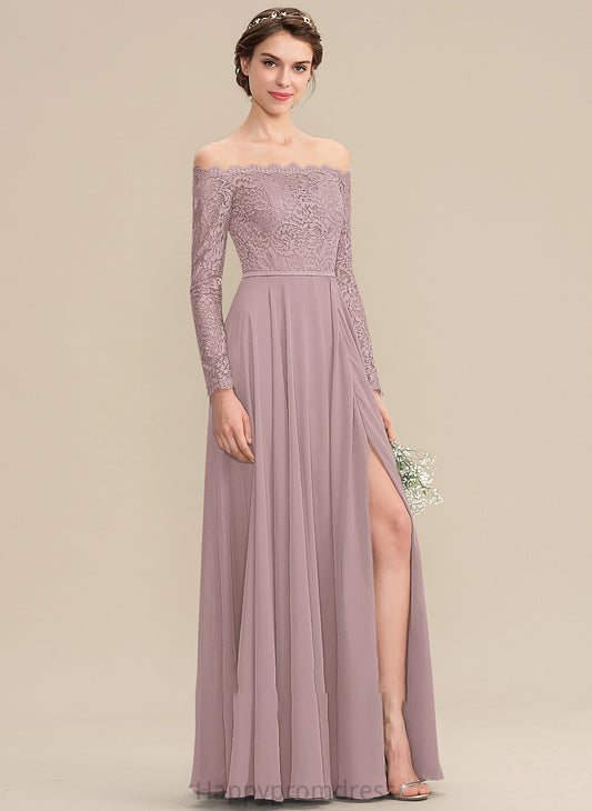 Neckline SplitFront Floor-Length Embellishment Length Fabric Off-the-Shoulder Silhouette A-Line Roberta Floor Length Straps Bridesmaid Dresses