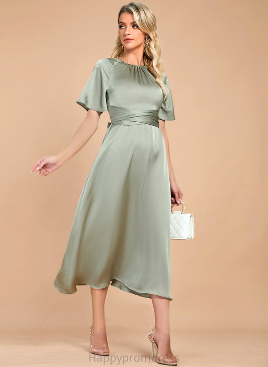 A-Line Tea-Length Satin Cocktail Dresses Azul Cocktail Dress