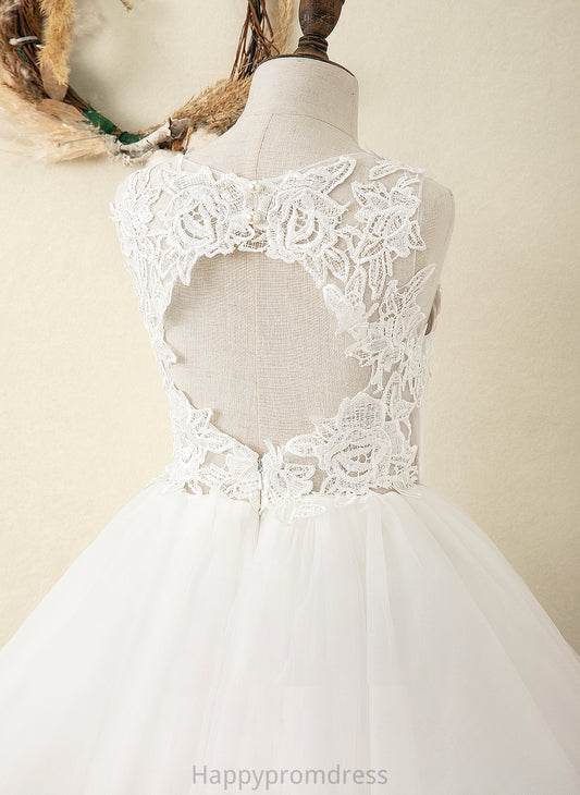 Tulle/Lace Flower Sleeveless Neck Girl A-Line Scoop Flower Girl Dresses Mia - Dress Knee-length