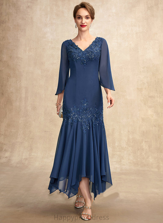 Sequins V-neck Ankle-Length the Lace With Chiffon of Trumpet/Mermaid Mother Toni Dress Mother of the Bride Dresses Bride Appliques