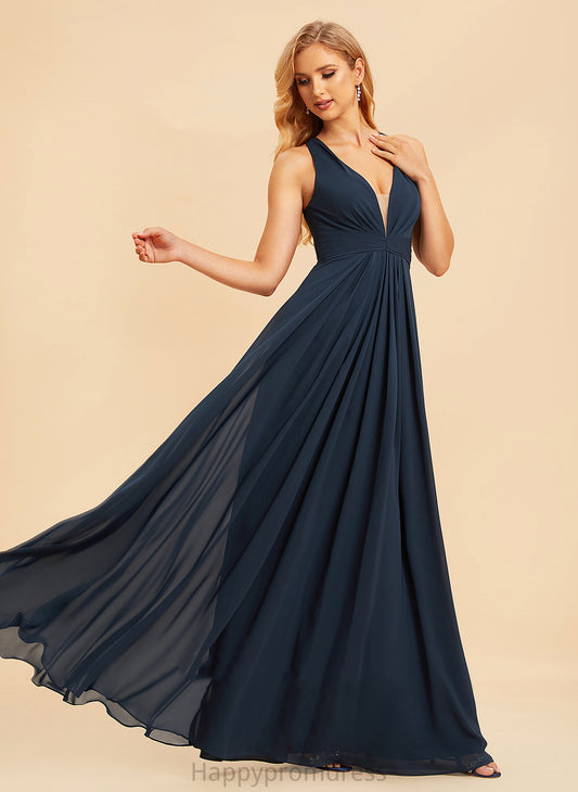 V-neck Floor-Length A-Line Neckline Fabric Ruffle Embellishment Length Silhouette Bria Sleeveless Scoop Bridesmaid Dresses