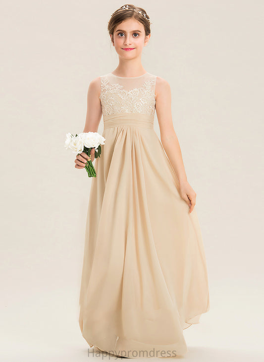 Neck Scoop Floor-Length A-Line Chiffon Junior Bridesmaid Dresses Lace Isabel