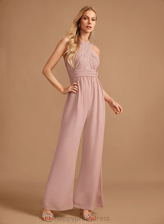 Length HighNeck Neckline Fabric Floor-Length Pleated Embellishment Straps Eliana Floor Length A-Line/Princess V-Neck Bridesmaid Dresses