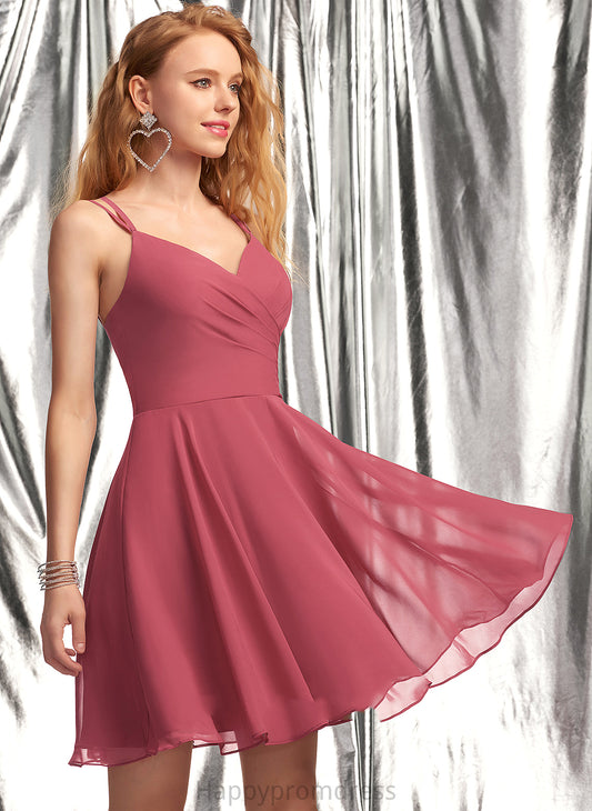 A-Line V-neck Homecoming Dresses Chiffon Homecoming Dress Jocelynn Short/Mini With Ruffle