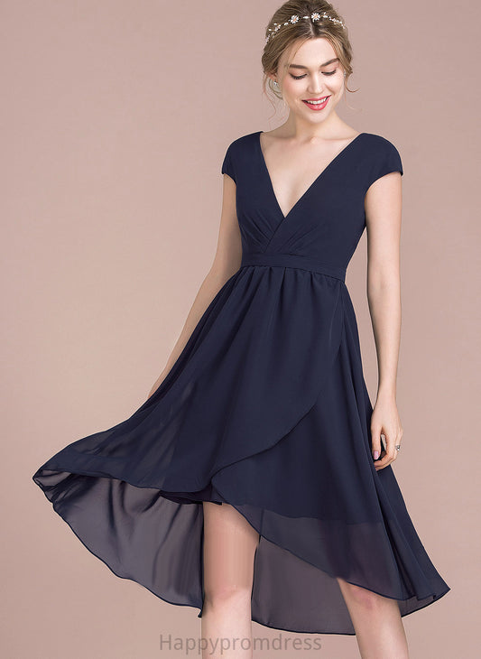 A-Line Dress V-neck Parker Asymmetrical Cocktail Chiffon Cocktail Dresses