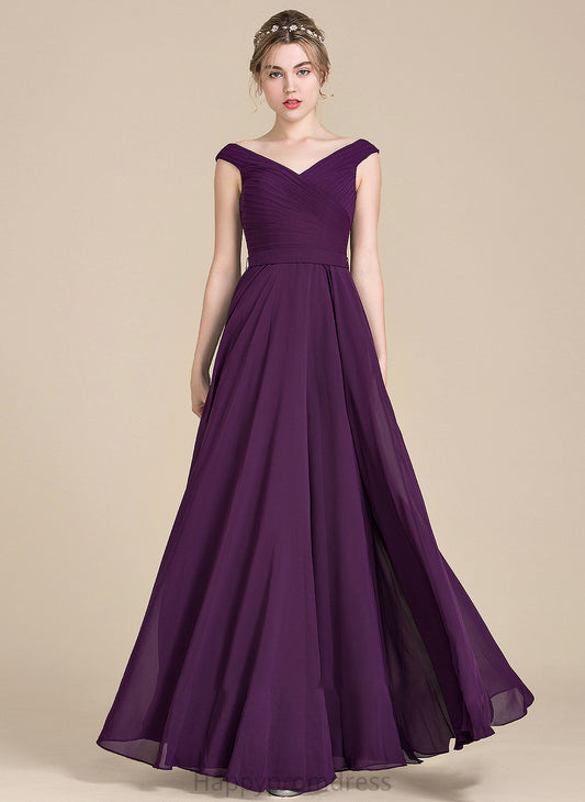 Floor-Length A-Line Amaya With Chiffon Ruffle Off-the-Shoulder Prom Dresses