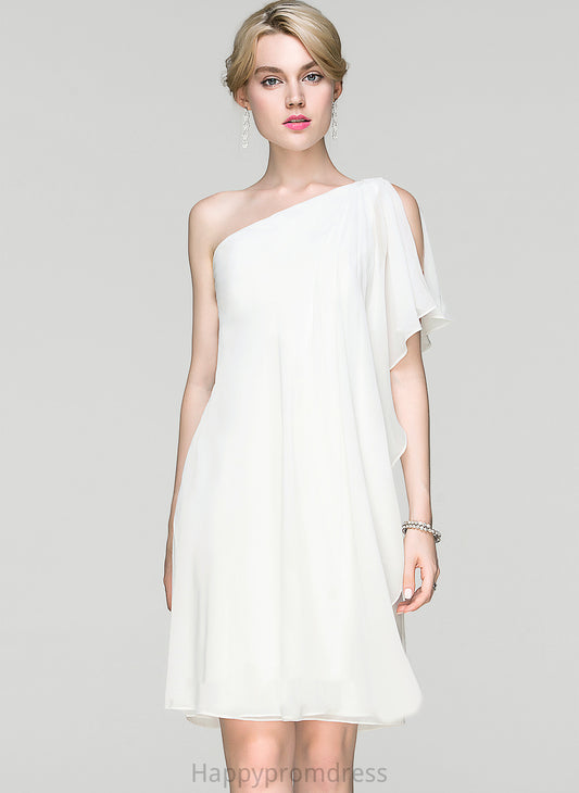 One-Shoulder Adison Dress With Chiffon Cocktail Ruffle Knee-Length Sheath/Column Cocktail Dresses