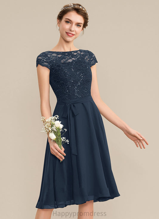 Neck With Chiffon Bow(s) Homecoming Dresses Dress Homecoming A-Line Scoop Knee-Length Gracie Lace