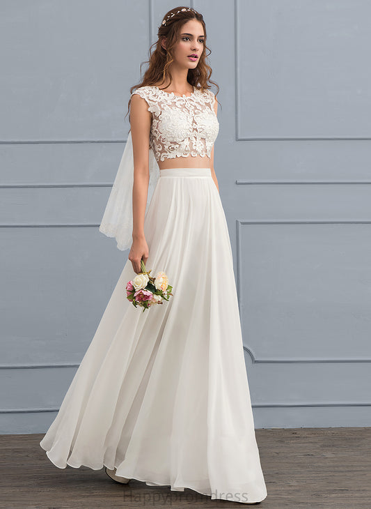 Wedding Sequins Dress Scoop Beading Floor-Length Chiffon Marisol Neck With Wedding Dresses A-Line