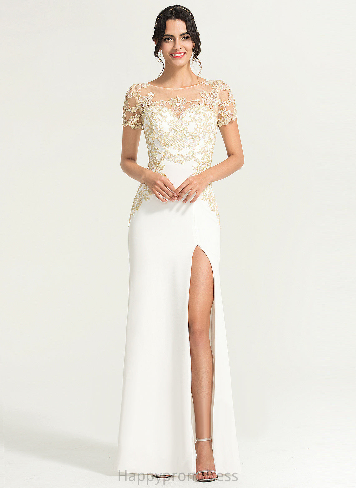 Wedding Crepe Dress Lace Stretch Sheath/Column Wedding Dresses Amari Scoop Floor-Length