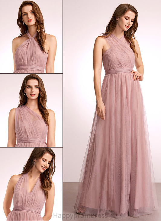 Fabric Tulle Neckline V-neck Off-the-Shoulder Straps Length Silhouette Floor-Length A-Line One-Shoulder Monique Bridesmaid Dresses