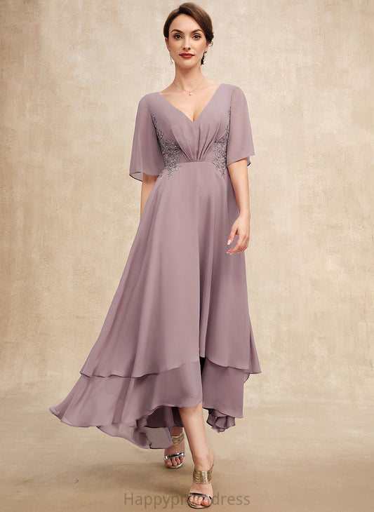 Chiffon of A-Line Lace Beading the Alyssa Ruffle Dress Bride Asymmetrical Mother With V-neck Mother of the Bride Dresses